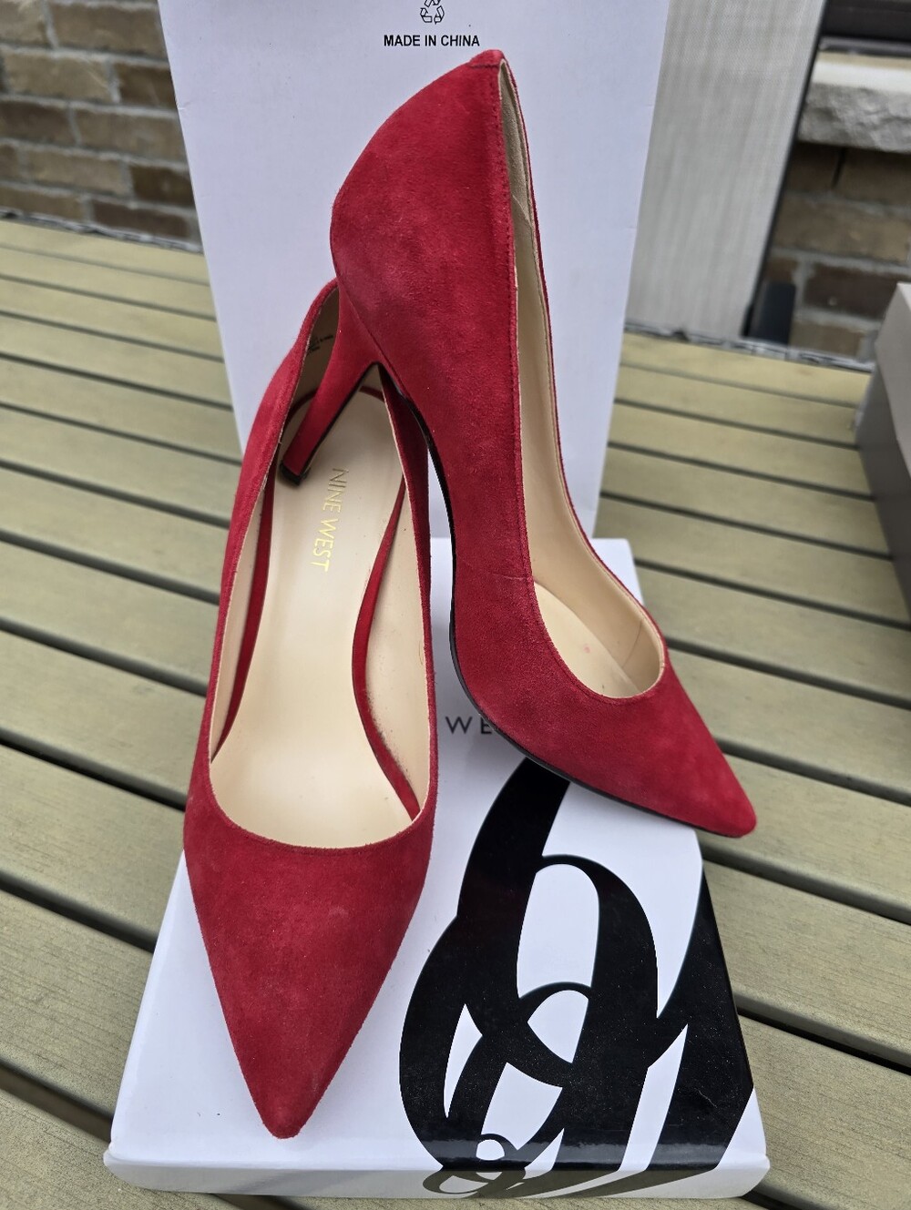 TitleNine West Jackpot Red Suede Pointed Toe Stiletto Pumps 8M